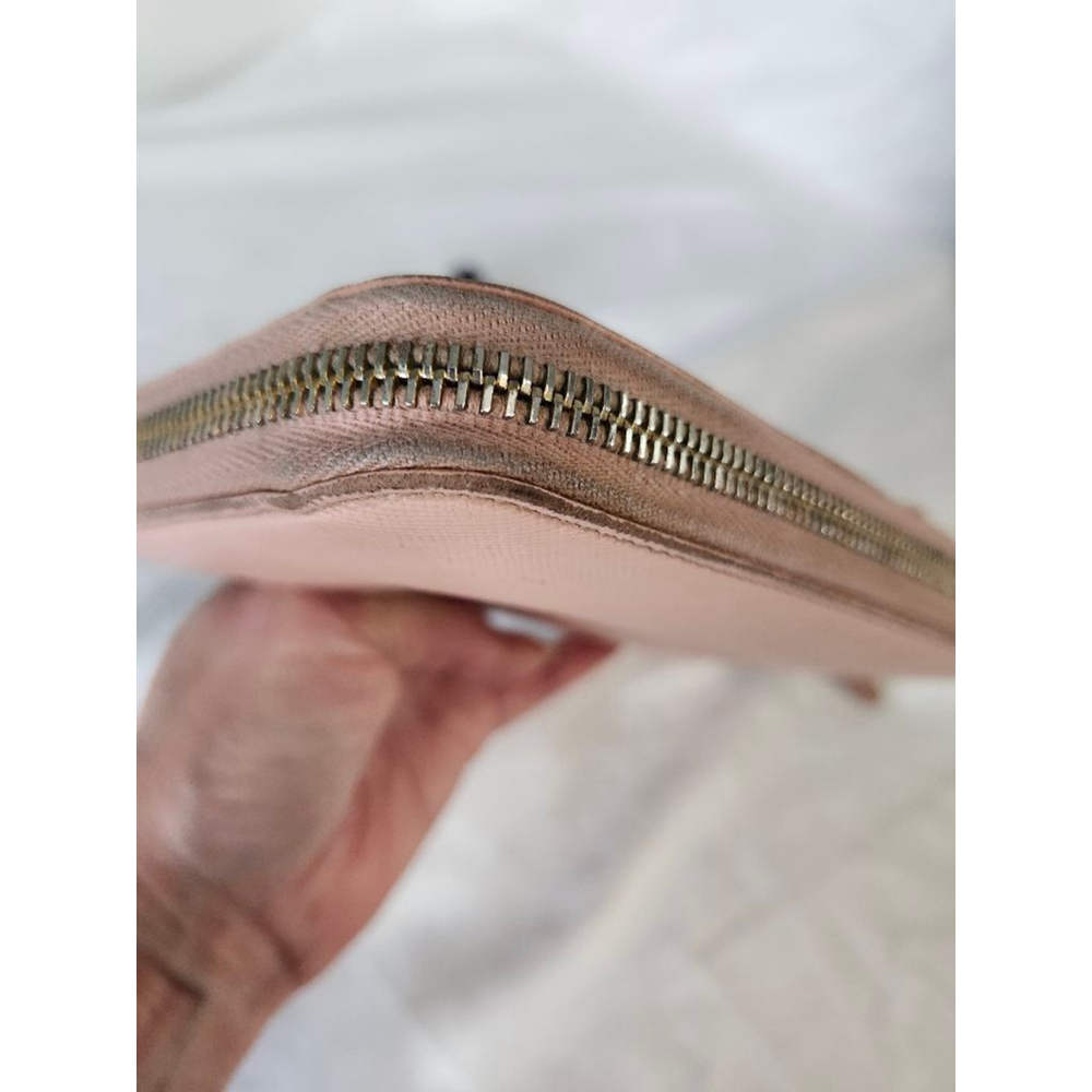 Prada Pink Saffiano Bow Zip Around Wallet COA - Picture 8 of 9